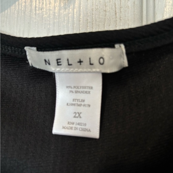 NWOT NEL + LO Black Knit Top With Knot Ties on Short Sleeves - Picture 2 of 5